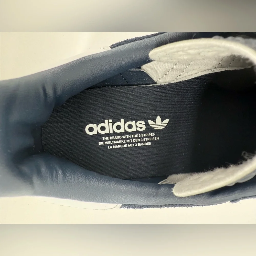 Adidas Gazelle Dark Blue and White Shoes - Picture 9 of 10